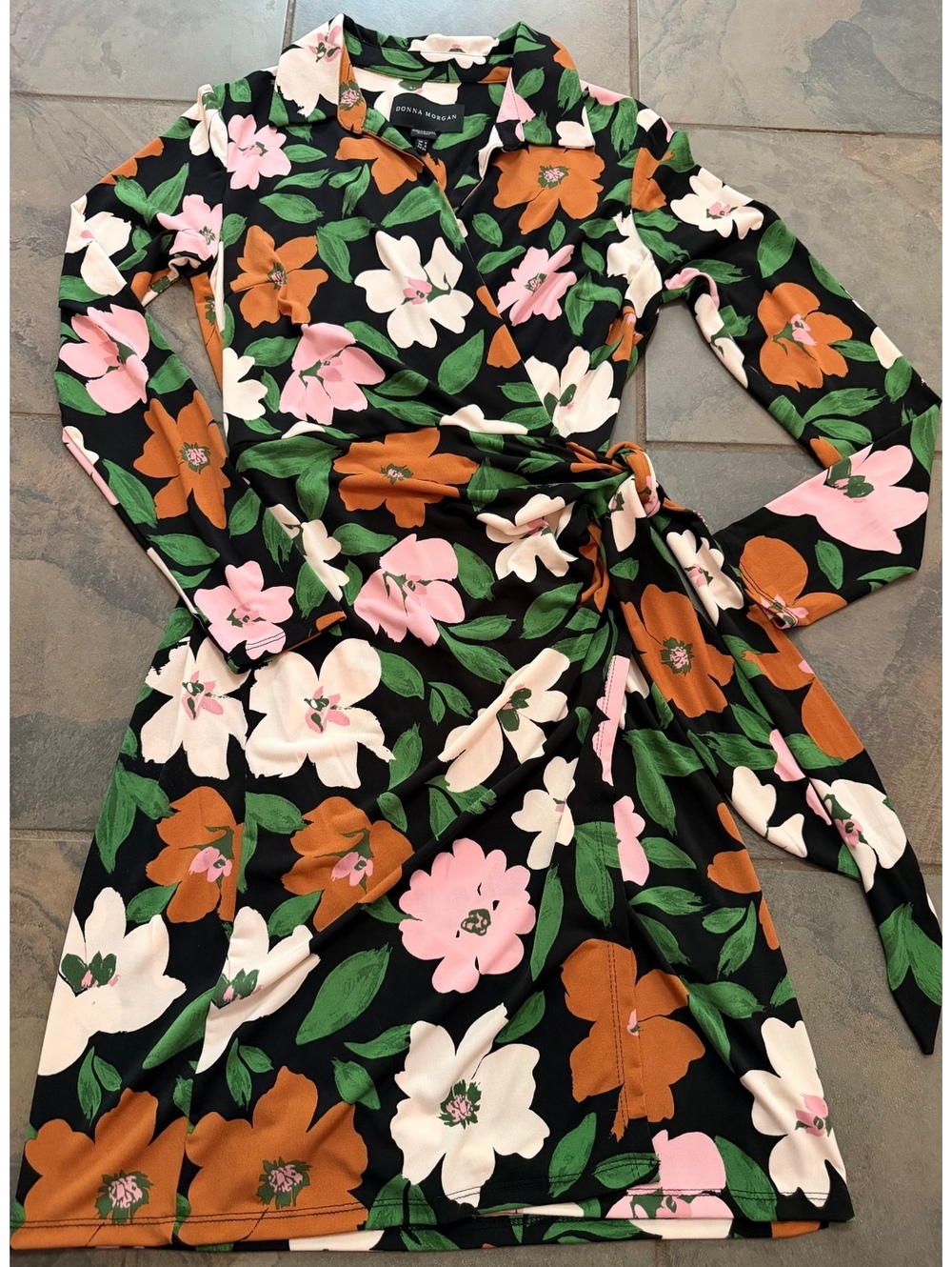 Donna Morgan Long Sleeve Floral Wrap Dress sz 4